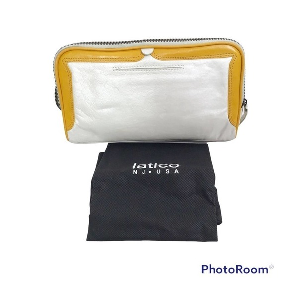 latico Handbags - Latico leather colorblock Tate shoulder bag metallic white and gold colors NWT